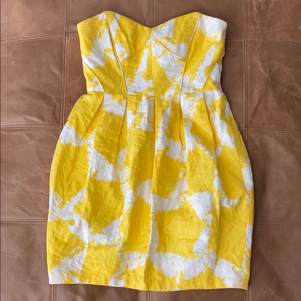 Shoshanna printed strapless bubble dress